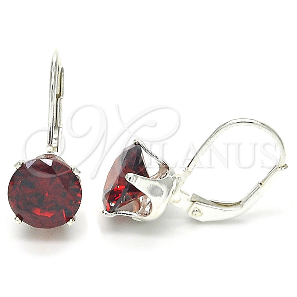 Sterling Silver Ring — Leverback Earring with Garnet Cubic Zirconia Polished 02.63. — main product view — SKU 124399 | Plata 925 anillo — Leverback Earring with Garnet Cubic Zirconia pulido 02.63. — SKU 124399