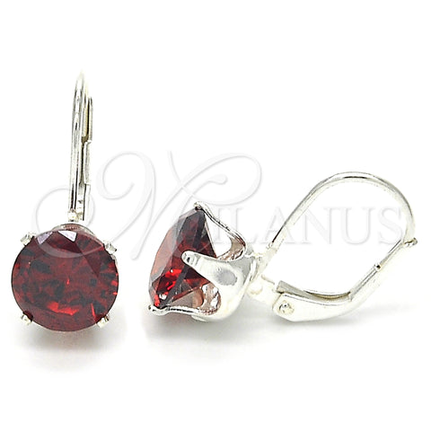 Sterling Silver Leverback Earring, with Garnet Cubic Zirconia, Polished, Rhodium Finish, 02.63.2622.1