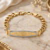 Oro Laminado ID Bracelet, Gold Filled Style Elephant and Miami Cuban Design, Polished, Golden Finish, 03.32.0141.01 (7 Inches Length)