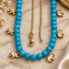 Oro Laminado Pendant Necklace, Gold Filled Style Elephant and Rat Tail Design, Blue Resin Finish, Golden Finish, 04.32.0008.2.18 (18 Inches Length)