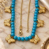 Oro Laminado Pendant Necklace, Gold Filled Style Butterfly and Rat Tail Design, Blue Resin Finish, Golden Finish, 04.32.0008.5.18 (18 Inches Length)