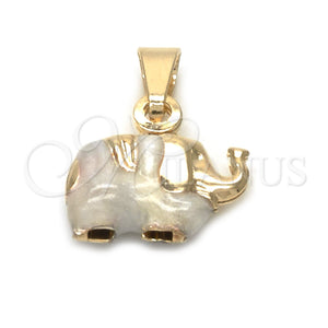 Gold Filled Pendant — Fancy Pendant Elephant Design White Enamel 05.32. — main product view — SKU 124422 | Oro Laminado dije — elegante Pendant Elephant diseño blanco Enamel 05.32. — SKU 124422