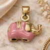 Oro Laminado Fancy Pendant, Gold Filled Style Elephant Design, Pink Enamel Finish, Golden Finish, 05.32.0062.3