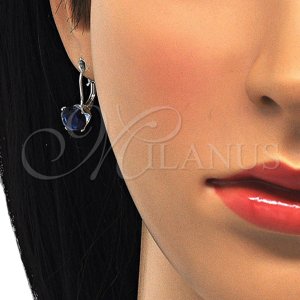 Sterling Silver Ring — Leverback Earring with Sapphire Blue Cubic Zirconia Polished — alternate product view — SKU 124431 | Plata 925 anillo — Leverback Earring with Sapphire Blue Cubic Zirconia pulido — SKU 124431
