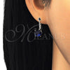 Sterling Silver Leverback Earring, with Sapphire Blue Cubic Zirconia, Polished, Raw, 02.63.2622.2