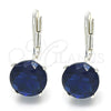 Sterling Silver Leverback Earring, with Sapphire Blue Cubic Zirconia, Polished, Raw, 02.63.2622.2