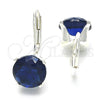 Sterling Silver Leverback Earring, with Sapphire Blue Cubic Zirconia, Polished, Raw, 02.63.2622.2