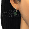 Sterling Silver Leverback Earring, with Green Cubic Zirconia, Polished, Rhodium Finish, 02.63.2622.3
