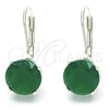 Sterling Silver Leverback Earring, with Green Cubic Zirconia, Polished, Rhodium Finish, 02.63.2622.3