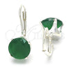 Sterling Silver Leverback Earring, with Green Cubic Zirconia, Polished, Rhodium Finish, 02.63.2622.3