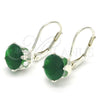 Sterling Silver Leverback Earring, with Green Cubic Zirconia, Polished, Rhodium Finish, 02.63.2622.3