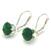 Sterling Silver Leverback Earring, with Green Cubic Zirconia, Polished, Rhodium Finish, 02.63.2622.3