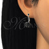 Sterling Silver Leverback Earring, with Black Cubic Zirconia, Polished, Rhodium Finish, 02.63.2622.4