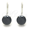 Sterling Silver Leverback Earring, with Black Cubic Zirconia, Polished, Rhodium Finish, 02.63.2622.4