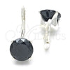 Sterling Silver Leverback Earring, with Black Cubic Zirconia, Polished, Rhodium Finish, 02.63.2622.4