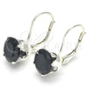 Sterling Silver Leverback Earring, with Black Cubic Zirconia, Polished, Rhodium Finish, 02.63.2622.4