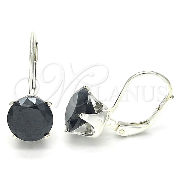Sterling Silver Ring — Leverback Earring with Black Cubic Zirconia Polished 02.63. — main product view — SKU 124433 | Plata 925 anillo — Leverback Earring with negro Cubic Zirconia pulido 02.63. — SKU 124433