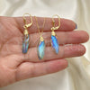 Oro Laminado Earring and Pendant Adult Set, Gold Filled Style Teardrop and Rat Tail Design, with Paradise Shine Crystal, Polished, Golden Finish, 10.32.0014.18