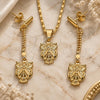 Oro Laminado Earring and Pendant Adult Set, Gold Filled Style Owl and Mariner Design, Polished, Golden Finish, 10.32.0015.18