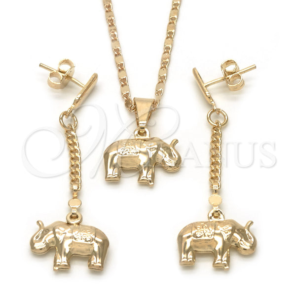 Gold Filled Ring — Earring and Pendant Adult Set Elephant and Mariner — main product view — SKU 124459 | Oro Laminado anillo — Earring and Pendant Adult Set Elephant and Mariner — SKU 124459