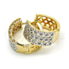 Oro Laminado Huggie Hoop, Gold Filled Style Flower Design, with White Cubic Zirconia, Polished, Two Tone, 02.210.0145.15