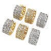 Oro Laminado Huggie Hoop, Gold Filled Style Flower Design, with White Cubic Zirconia, Polished, Two Tone, 02.210.0145.15