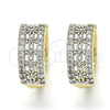 Oro Laminado Huggie Hoop, Gold Filled Style with White Cubic Zirconia, Polished, Two Tone, 02.210.0147.20