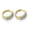 Oro Laminado Huggie Hoop, Gold Filled Style with White Cubic Zirconia, Polished, Two Tone, 02.210.0147.20