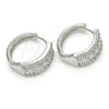 Rhodium Gold Filled Huggie Hoop, with White Cubic Zirconia, Polished, Rhodium Finish, 02.210.0147.1.20
