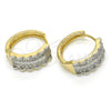 Oro Laminado Huggie Hoop, Gold Filled Style with White Cubic Zirconia, Polished, Two Tone, 02.210.0148.20