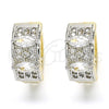 Oro Laminado Huggie Hoop, Gold Filled Style with White Cubic Zirconia, Polished, Two Tone, 02.210.0149.15