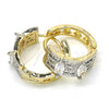 Oro Laminado Huggie Hoop, Gold Filled Style with White Cubic Zirconia, Polished, Two Tone, 02.210.0149.15