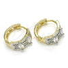Oro Laminado Huggie Hoop, Gold Filled Style with White Cubic Zirconia, Polished, Two Tone, 02.210.0149.15