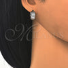 Rhodium Gold Filled Huggie Hoop, with White Cubic Zirconia, Polished, Rhodium Finish, 02.210.0149.1.15