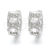 Rhodium Gold Filled Huggie Hoop, with White Cubic Zirconia, Polished, Rhodium Finish, 02.210.0149.1.15