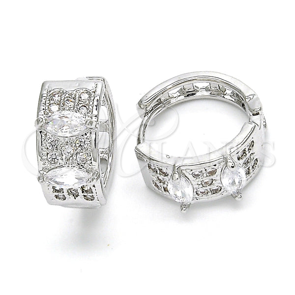 White Gold Filled Hoop Earrings — Huggie Hoop with White Cubic Zirconia Polished 02. — main product view — SKU 124476 | Oro Laminado Blanco aretes de aro — Huggie Hoop with blanco Cubic Zirconia pulido 02. — SKU 124476