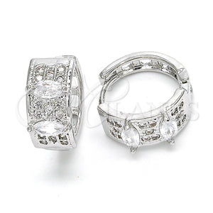 White Gold Filled Hoop Earrings — Huggie Hoop with White Cubic Zirconia Polished 02. — main product view — SKU 124476 | Oro Laminado Blanco aretes de aro — Huggie Hoop with blanco Cubic Zirconia pulido 02. — SKU 124476