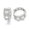 Rhodium Gold Filled Huggie Hoop, with White Cubic Zirconia, Polished, Rhodium Finish, 02.210.0149.1.15