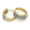 Oro Laminado Huggie Hoop, Gold Filled Style with White Cubic Zirconia, Polished, Two Tone, 02.210.0150.20