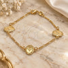 Oro Laminado Fancy Bracelet, Gold Filled Style Holy Spirit and Pave Figaro Design, Polished, Golden Finish, 03.32.0131.07 (7 Inches Length)