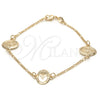 Oro Laminado Fancy Bracelet, Gold Filled Style Holy Spirit and Pave Figaro Design, Polished, Golden Finish, 03.32.0131.07 (7 Inches Length)