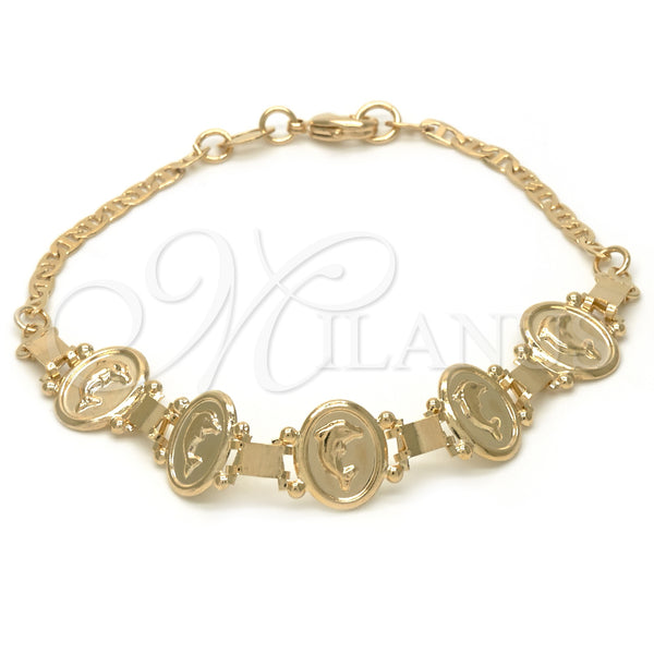 Gold Filled Bracelet — Fancy Bracelet Dolphin and Mariner Design Polished 03.32. — main product view — SKU 124497 | Oro Laminado brazalete — elegante Bracelet Dolphin and Mariner diseño pulido 03.32. — SKU 124497