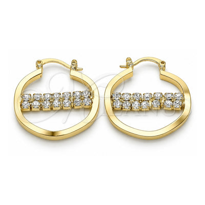 Oro Laminado Small Hoop, Gold Filled Style with White Crystal, Polished, Golden Finish, 02.122.0097.25
