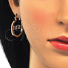 Oro Laminado Small Hoop, Gold Filled Style with Garnet and White Cubic Zirconia, Polished, Golden Finish, 02.122.0097.1.25