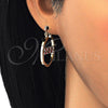 Oro Laminado Small Hoop, Gold Filled Style with Garnet and White Cubic Zirconia, Polished, Golden Finish, 02.122.0097.1.25