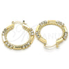 Oro Laminado Medium Hoop, Gold Filled Style with White Crystal, Polished, Golden Finish, 02.122.0098.30