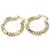 Oro Laminado Medium Hoop, Gold Filled Style with White Crystal, Polished, Golden Finish, 02.122.0098.30
