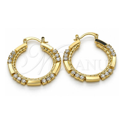 Oro Laminado Medium Hoop, Gold Filled Style with White Crystal, Polished, Golden Finish, 02.122.0098.30