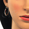 Oro Laminado Medium Hoop, Gold Filled Style with Garnet and White Cubic Zirconia, Polished, Golden Finish, 02.122.0098.1.30