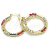 Oro Laminado Medium Hoop, Gold Filled Style with Garnet and White Cubic Zirconia, Polished, Golden Finish, 02.122.0098.1.30